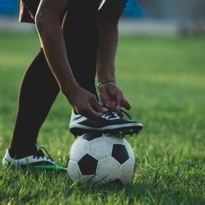 Soccer player action on the stadium Soccer player action on the stadium